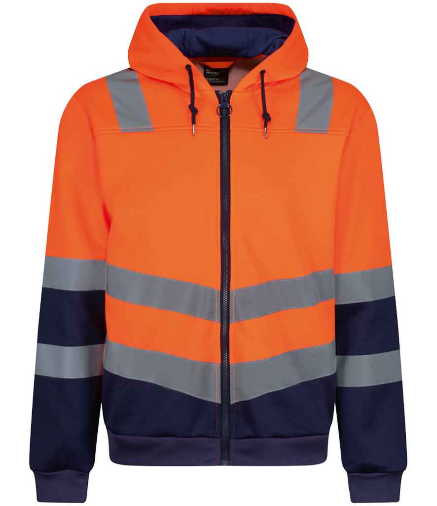 Regatta High Visibility Pro Full Zip Hoodie Orange/Navy 3XL