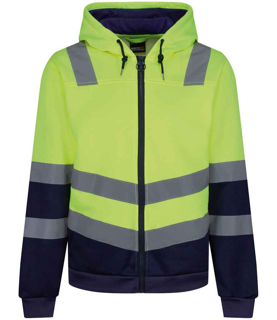 Regatta High Visibility Pro Full Zip Hoodie Yellow/Navy 3XL