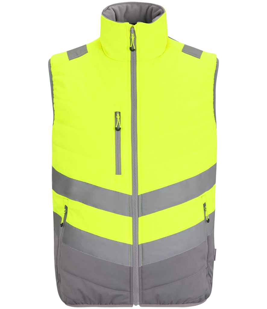 Regatta High Visibility Two Tone Thermal Baffle Bodywarmer Yellow/Grey 4XL