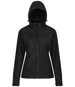 Ladies Soft Shell Jacket - Regatta Ladies Venturer Three Layer Hooded Soft Shell Jacket Black/Black 20