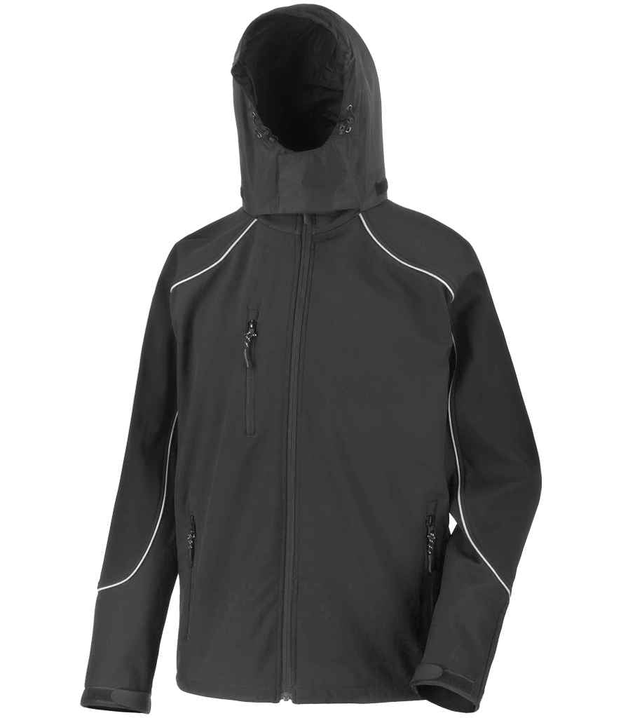 Result Work-Guard Hooded Soft Shell Jacket | Durable Workwear Ireland Black/Black 3XL