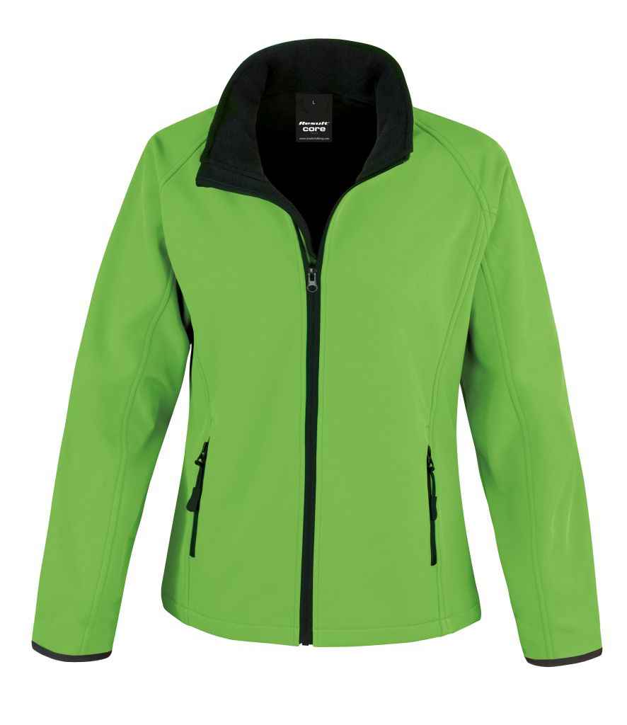 Result Core Ladies Soft Shell Jacket - Result Core Ladies Printable Soft Shell Jacket Vivid Green/Black XXL