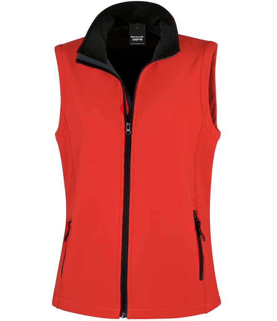 Ladies Soft Shell Bodywarmer - Result Core Ladies Printable Soft Shell Bodywarmer Red/Black XXL