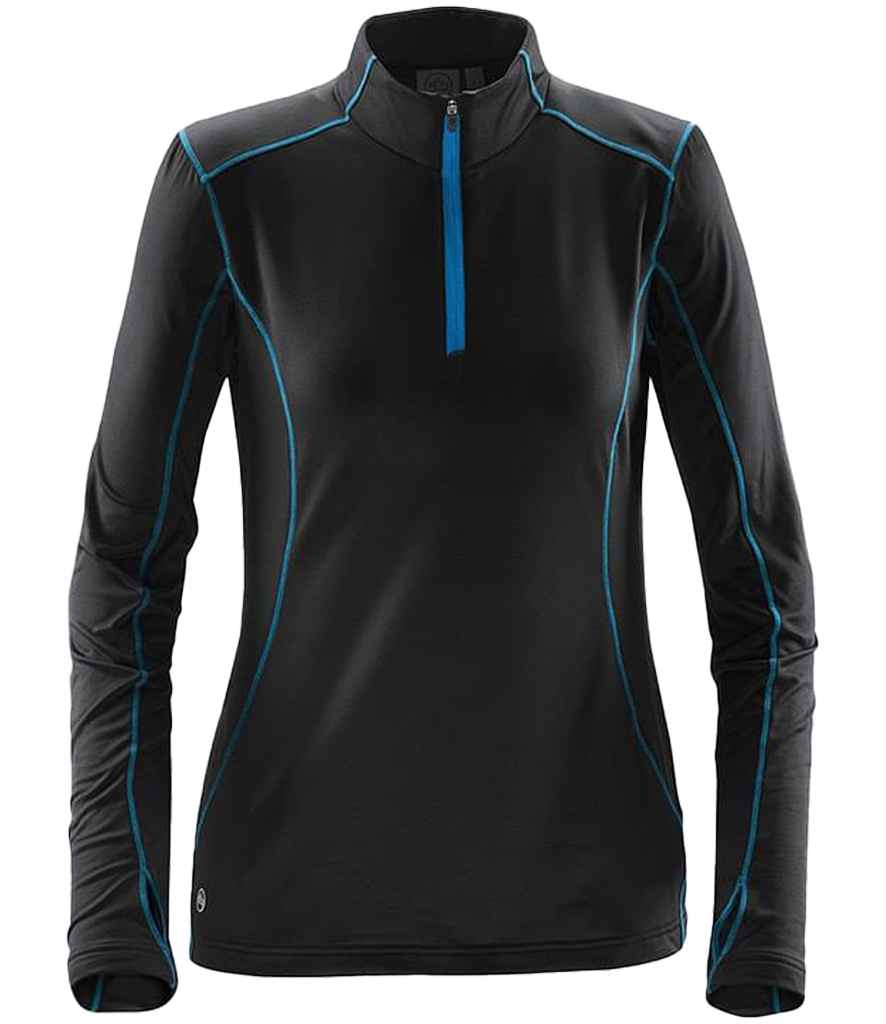 Stormtech Ladies Pulse Fleece Pullover Zip Neck Top – Comfortable and Practical Activewear Black/Electric Blue XXL