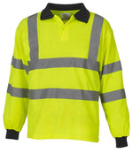 Yoko Hi-Vis Long Sleeve Polo Shirt – Durable Safetywear for Everyday Use Yellow 6XL