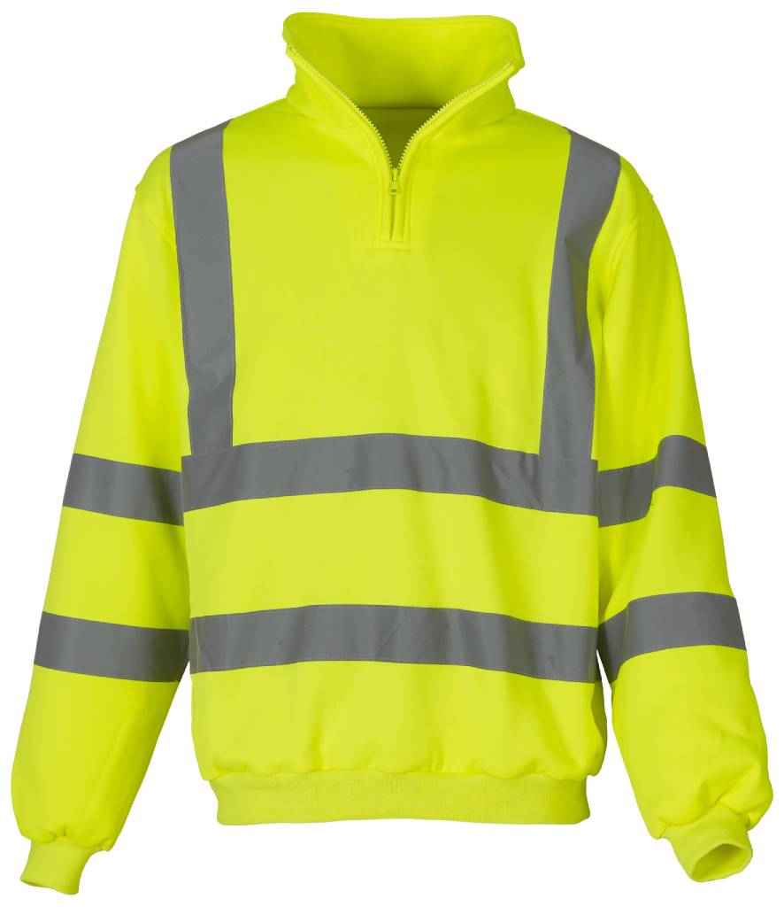 Yoko Hi-Vis Zip Neck Sweatshirt for Enhanced Workplace Safety Yellow 3XL