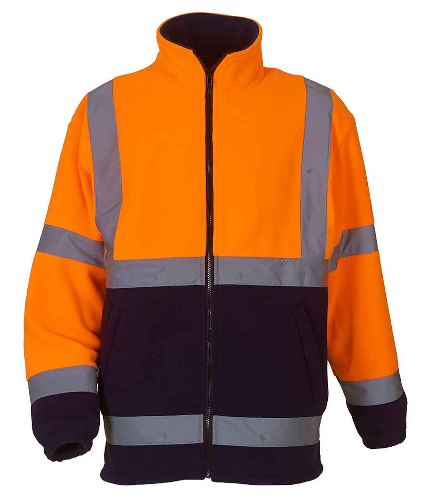 Yoko Hi-Vis Heavyweight Fleece Jacket – Durable Safetywear from Fou Tees Ireland Orange/Navy 3XL