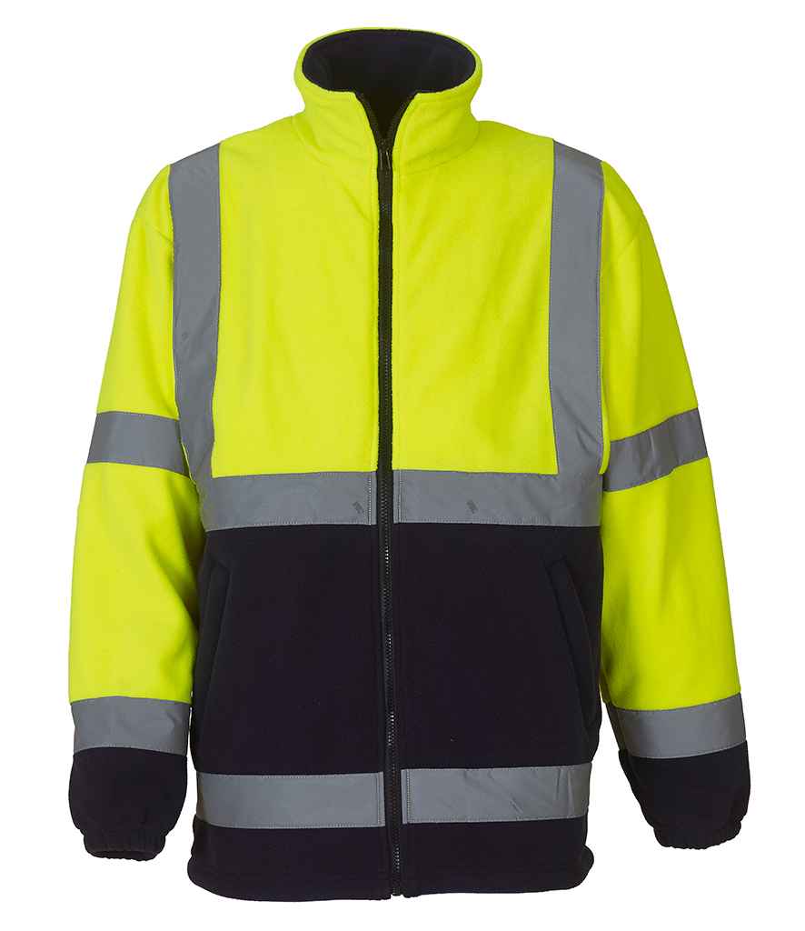 Yoko Hi-Vis Heavyweight Fleece Jacket – Durable Safetywear from Fou Tees Ireland Yellow/Navy 3XL