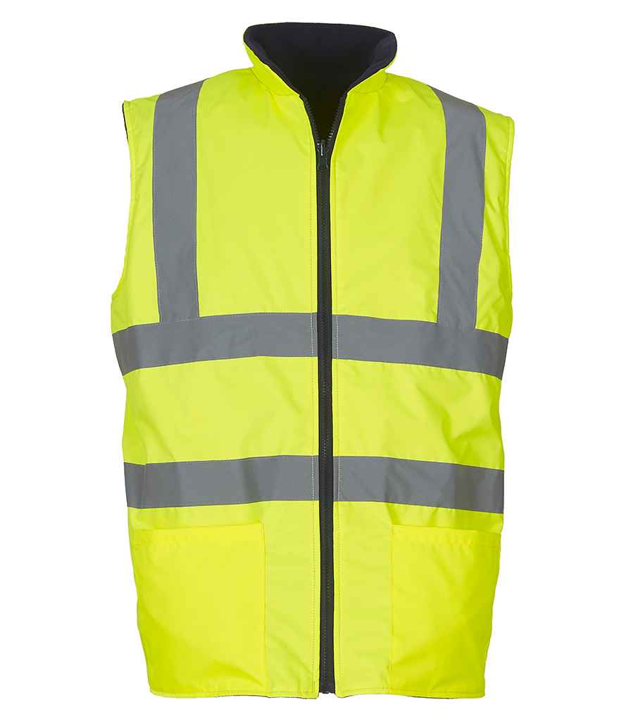 Yoko Hi-Vis Reversible Fleece Bodywarmer - Durable Safetywear for Work and Events Yellow 3XL
