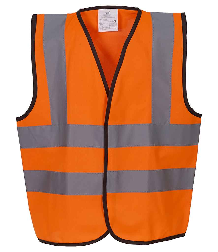 Hi-Vis Kids Waistcoat - Yoko Kids Hi-Vis Two Band and Braces Waistcoat Orange L