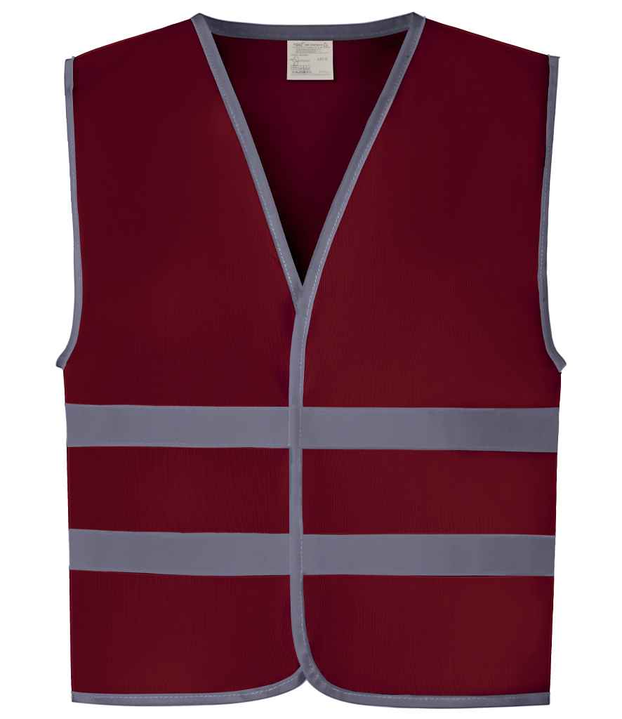 Yoko Kids Hi-Vis Two Band Waistcoat – Safety and Visibility for Children Maroon L