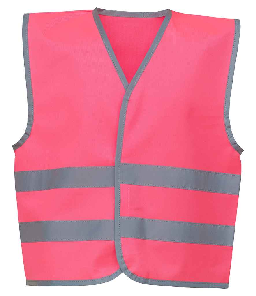 Yoko Kids Hi-Vis Two Band Waistcoat – Safety and Visibility for Children Pink L