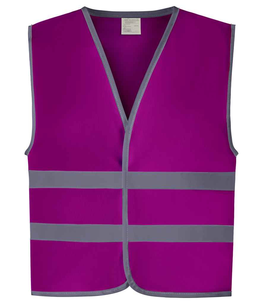 Yoko Kids Hi-Vis Two Band Waistcoat – Safety and Visibility for Children Raspberry L