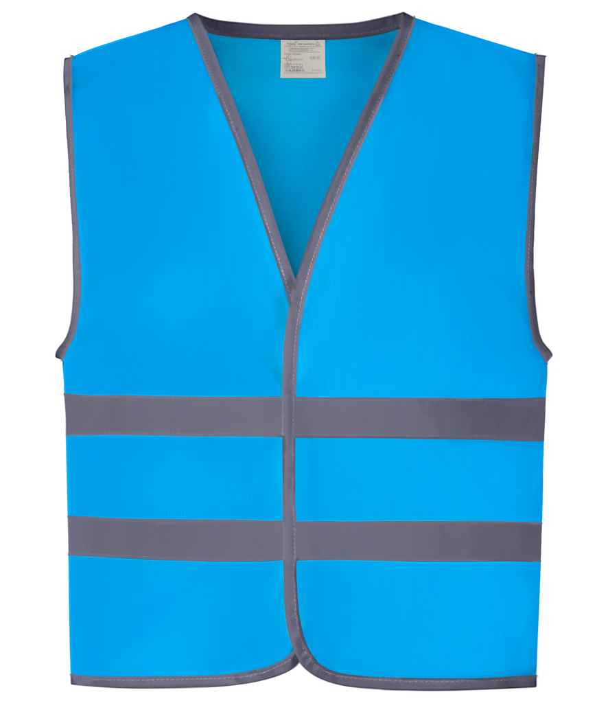 Yoko Kids Hi-Vis Two Band Waistcoat – Safety and Visibility for Children Sapphire Blue M