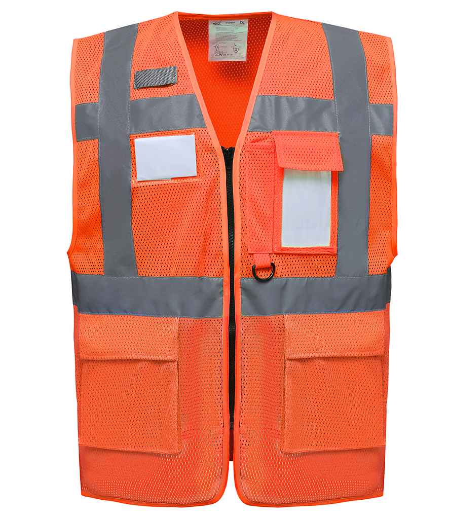 Hi-Vis Executive Waistcoat - Yoko Hi-Vis Top Cool Open Mesh Executive Waistcoat Orange 3XL