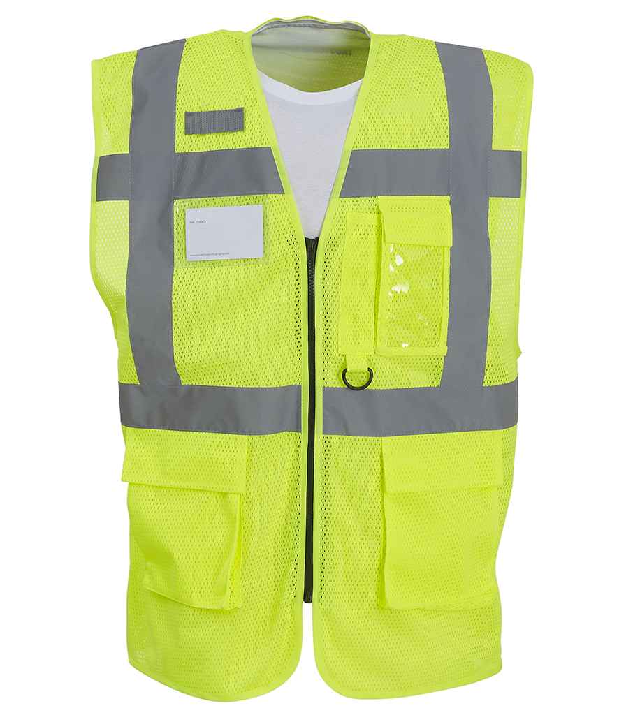 Hi-Vis Executive Waistcoat - Yoko Hi-Vis Top Cool Open Mesh Executive Waistcoat Yellow 3XL