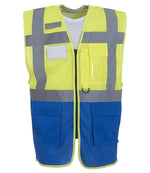Hi-Vis Executive Waistcoat - Yoko Hi-Vis Top Cool Open Mesh Executive Waistcoat Yellow/Royal Blue 3XL