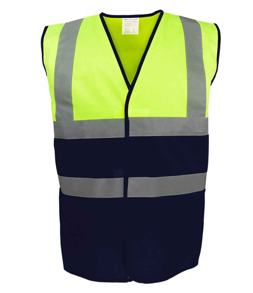 Yoko Two Tone Waistcoat – High Visibility Safety Waistcoat by YOKO Yellow/Navy 3XL
