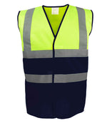 Yoko Two Tone Waistcoat – High Visibility Safety Waistcoat by YOKO Yellow/Navy 3XL