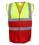 Yoko Two Tone Waistcoat – High Visibility Safety Waistcoat by YOKO Yellow/Red 3XL