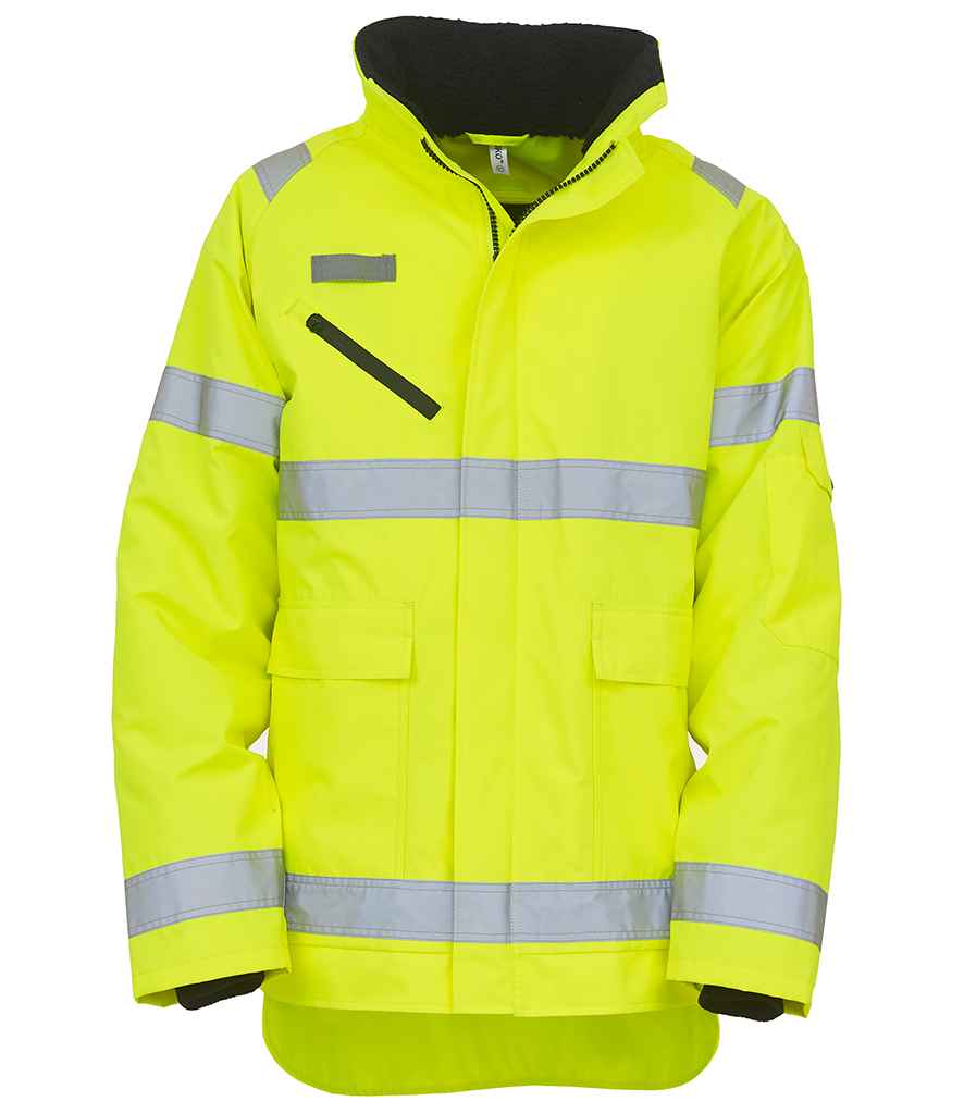 Yoko Fontaine Storm Jacket – Durable Hi-Vis Safety Jacket from Fou Tees Ireland Yellow 3XL