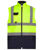 Yoko Two Tone Bodywarmer - Comfortable and Practical Hi-Vis Outerwear Yellow/Navy 3XL