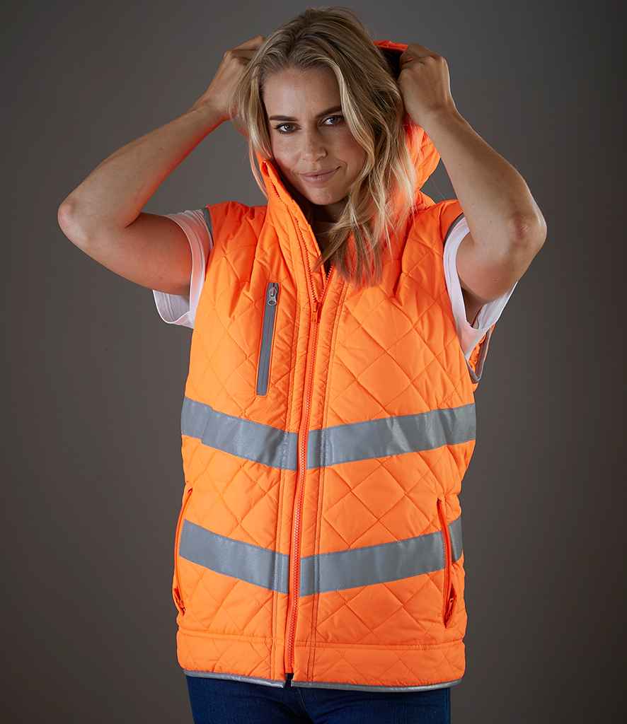 Yoko Hi-Vis Kensington Hooded Gilet – Durable Safety Gilet for Visibility and Comfort