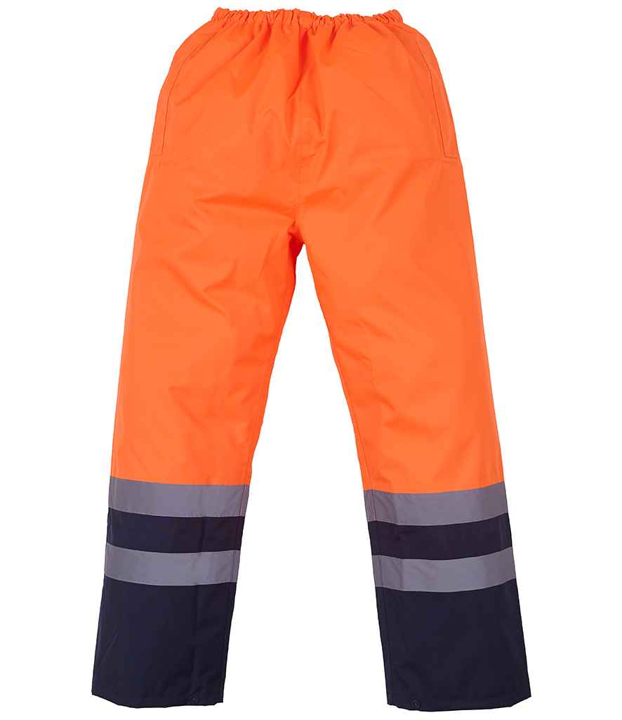 Hi-Vis Waterproof Overtrousers - Yoko Hi-Vis Two Tone Waterproof Overtrousers Orange/Navy 3XL