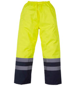 Hi-Vis Waterproof Overtrousers - Yoko Hi-Vis Two Tone Waterproof Overtrousers Yellow/Navy 3XL