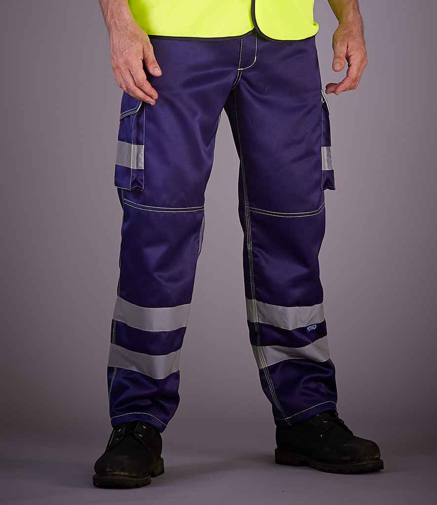 Yoko Hi-Vis Cargo Trousers with Knee Pad Pockets – Durable Safety Workwear