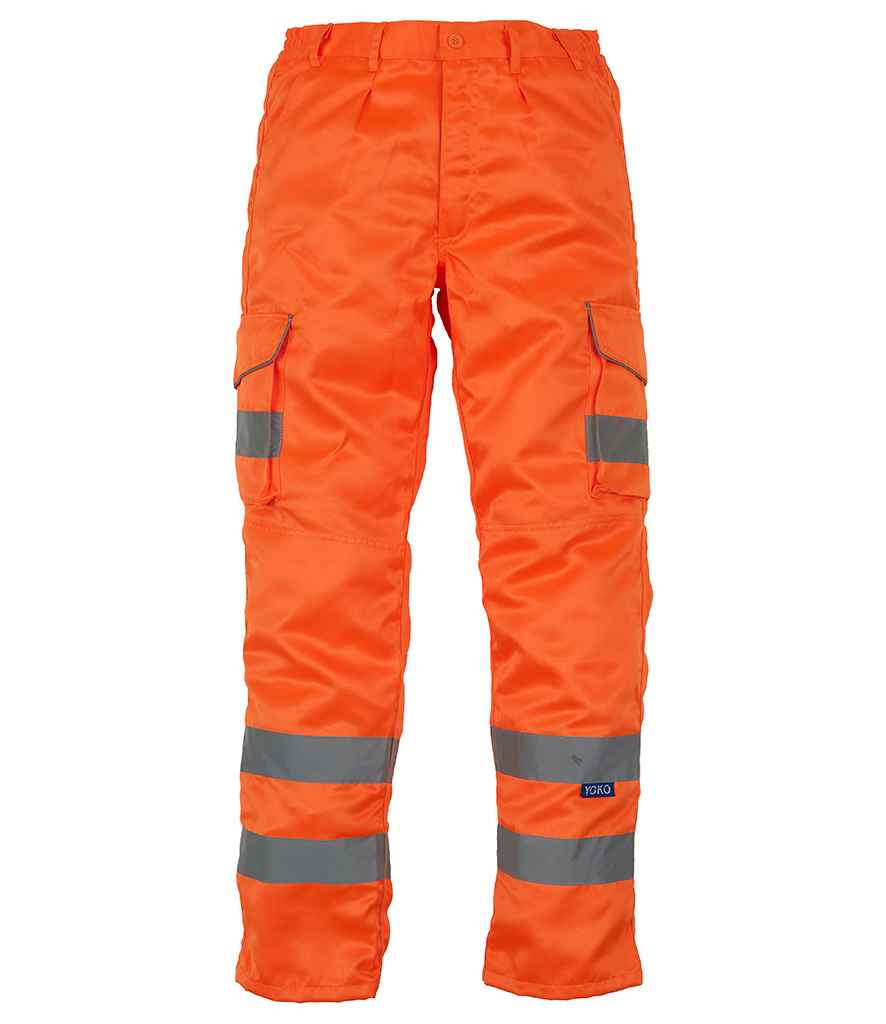Yoko Hi-Vis Cargo Trousers with Knee Pad Pockets – Durable Safety Workwear Orange 42/L