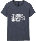 A Book a Day Keeps Reality Away t-shirt in dark heather