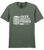 A Book a Day Keeps Reality Away t-shirt in heather military green