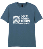 A Book a Day Keeps Reality Away t-shirt in indigo
