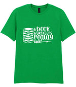 A Book a Day Keeps Reality Away t-shirt in irish green
