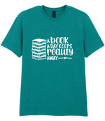 A Book a Day Keeps Reality Away t-shirt in jade dome