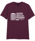 A Book a Day Keeps Reality Away t-shirt in maroon