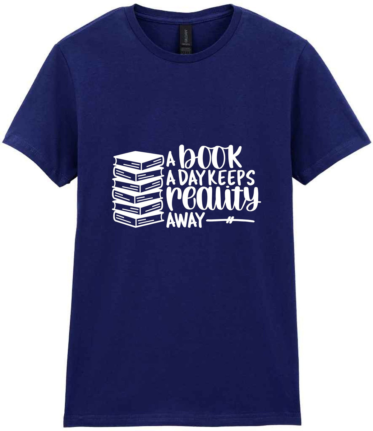 A Book a Day Keeps Reality Away t-shirt in navy