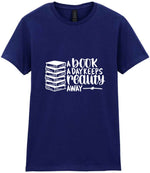 A Book a Day Keeps Reality Away t-shirt in navy
