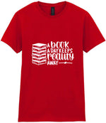 A Book a Day Keeps Reality Away t-shirt in red