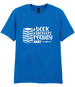 A Book a Day Keeps Reality Away t-shirt in royal blue