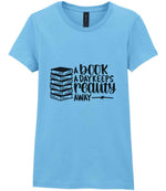 A Book a Day Keeps Reality Away t-shirt in sky blue