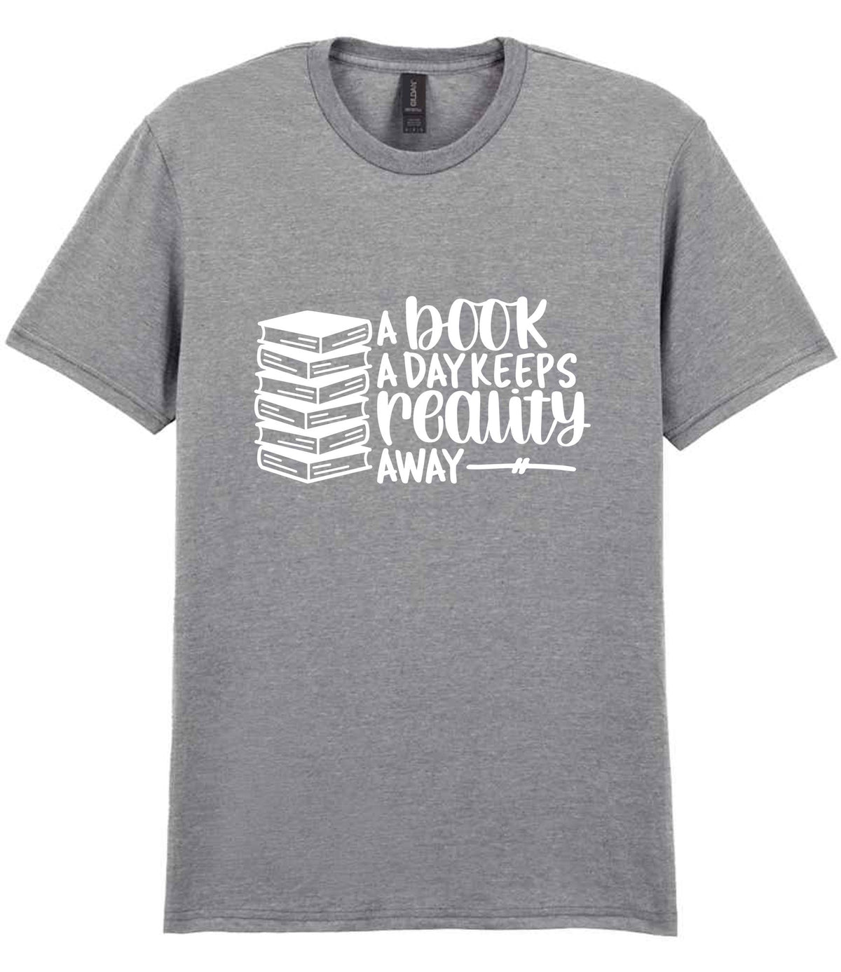 A Book a Day Keeps Reality Away t-shirt in sport grey