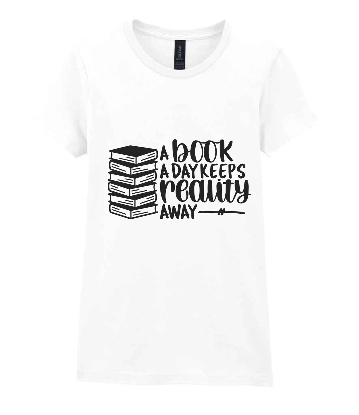 A Book a Day Keeps Reality Away t-shirt in white