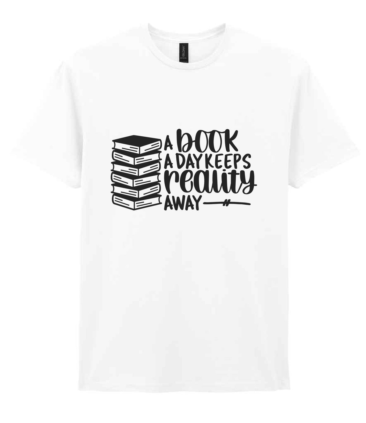 A Book a Day Keeps Reality Away t-shirt in white