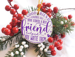 A GOOD FRIEND KNOWS ALL YOUR STORIES a BEST Friend Helped YOU WRITE THEM – Ceramic Hanging Decoration in Standard with Purple vinyl