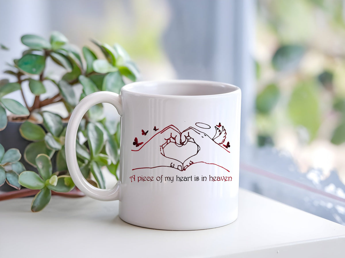 Mug piece of the A Piece of My Heart Is in Heaven Matching Set with Mug and Coaster in White