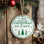 A VERY Married CHRISTMAS Mr & Mrs – Ceramic Hanging Decoration in Standard with Dark Green vinyl