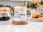 Mug piece of the Adhd Girl (Noun) 1. Like a Normal Girl but Cooler Mug and Coaster Matching Set in White
