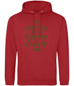 ADVENTURES ARE THE Best Way to Learn – Unisex Hoodie in Fire Red with Military Green vinyl
